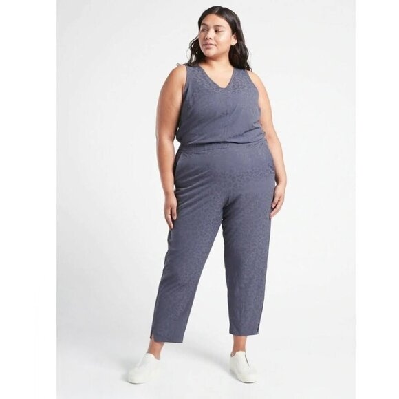 NEW! Athleta | Brooklyn Textured Jumpsuit Jacquard Leopard Medieval Violet - Picture 2 of 14